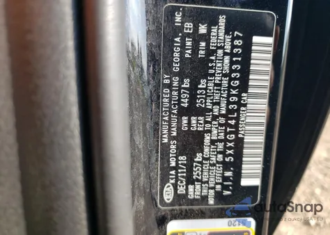 2019 Kia Optima Lx from USA, damaged, VIN 5XXGT4L39KG331387